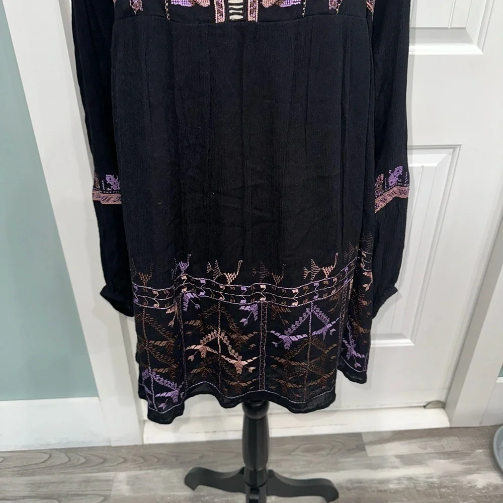 Free People Black Embroidered Rhiannon mini dress size small